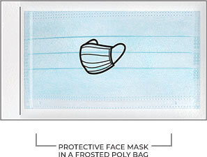 Protective mask in a frosted poly bag