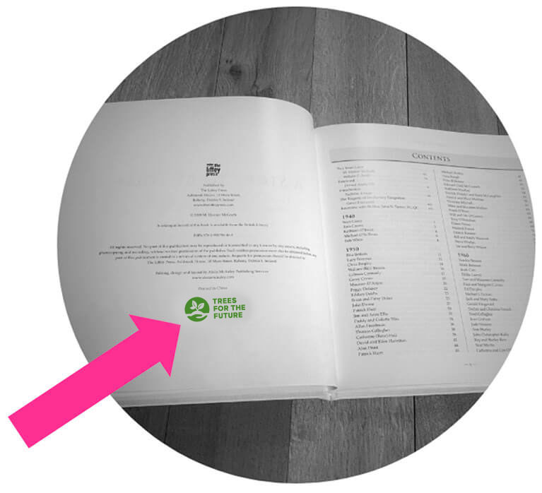 Trees for the Future badge on a product
