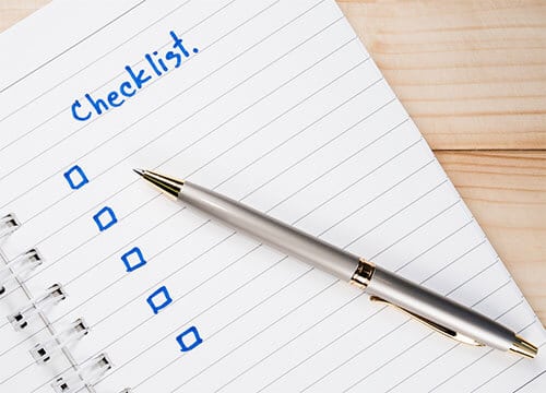 Checklist and pen