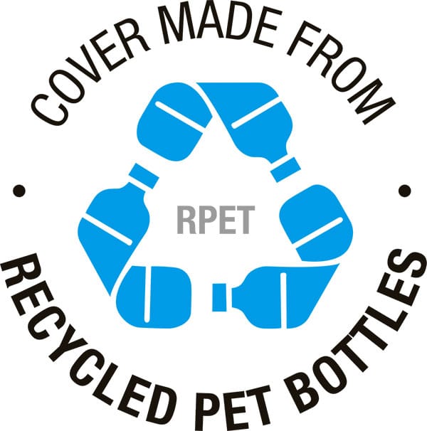 rPET badge: Cover Made from Recycled PET Bottles