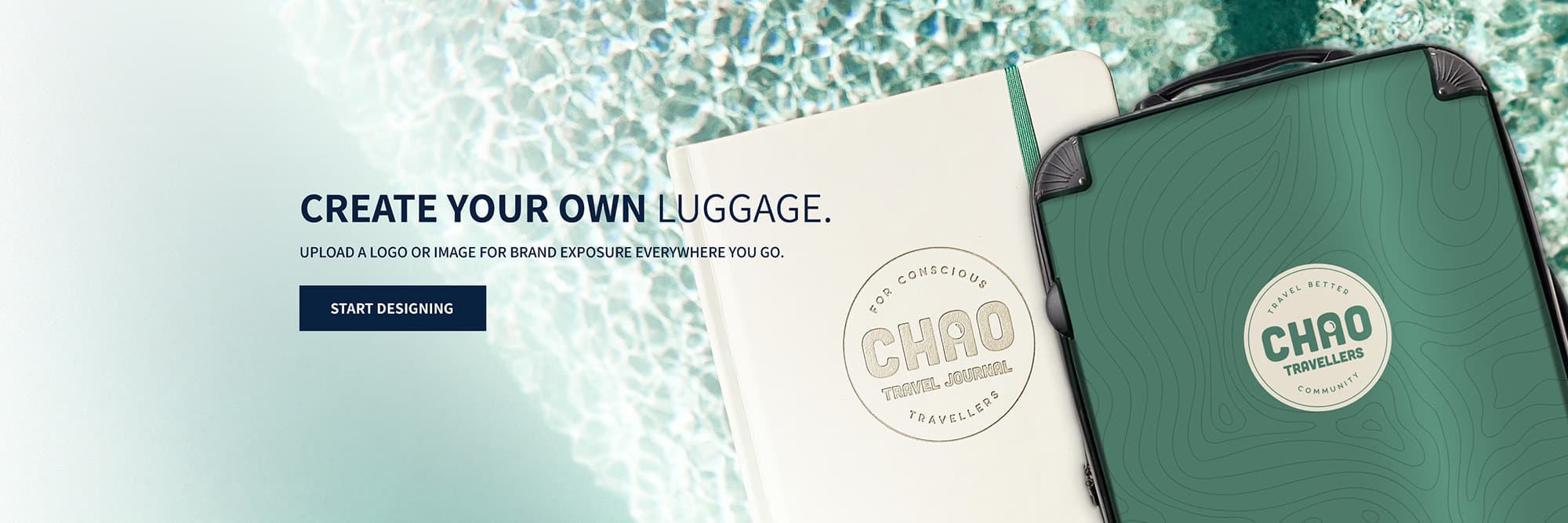 Create your own Luggage. Upload a logo or image for brand exposure everywhere you go. Start designing